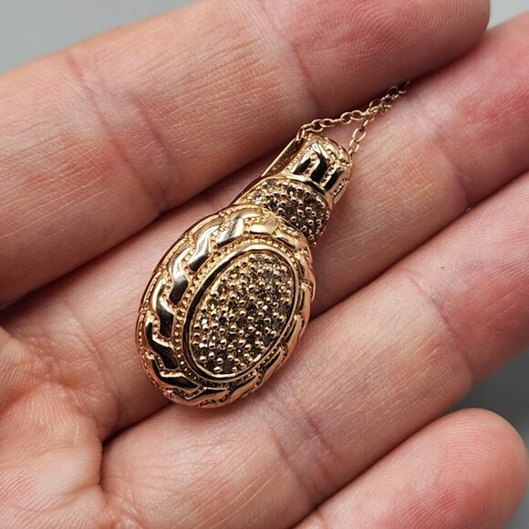 Chuck Clemency 925 Sterling Silver Champagne Diamond Pendant Rose Gold Plated - Picture 6 of 14